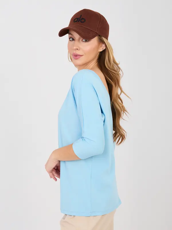 RUE PARIS Pastelno modra bluza s 3/4 rokavi