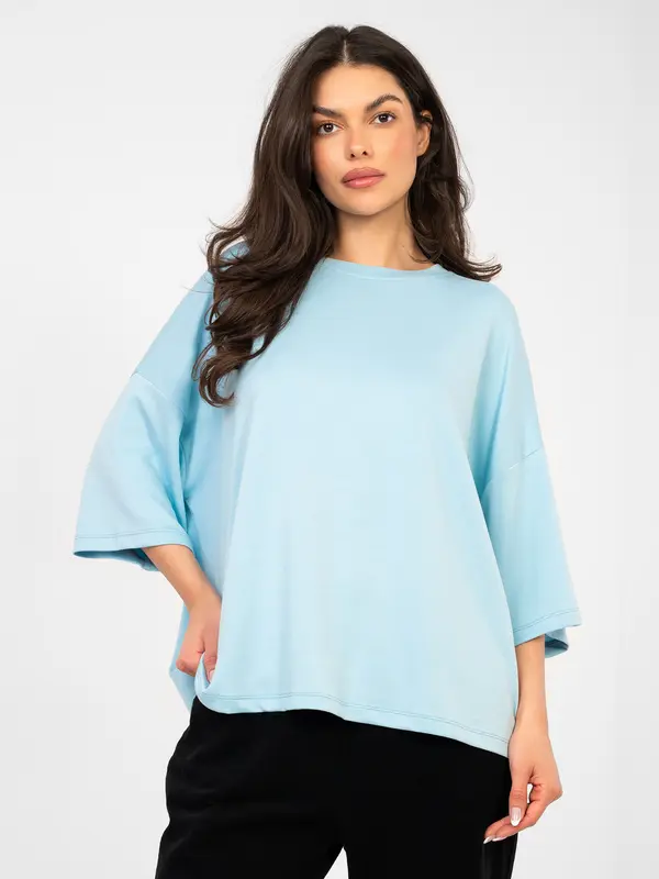 RUE PARIS Pastelno modra prevelika bluza