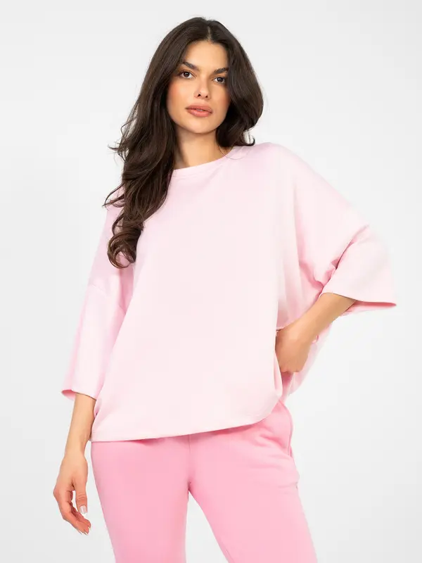 RUE PARIS Pastelno roza bluza s kratkimi rokavi