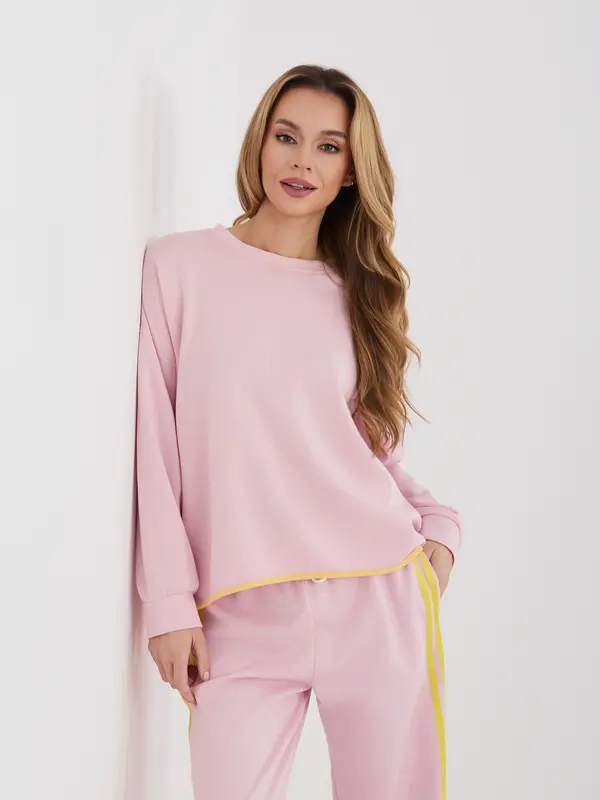 RUE PARIS Pastelno roza komplet s črtami