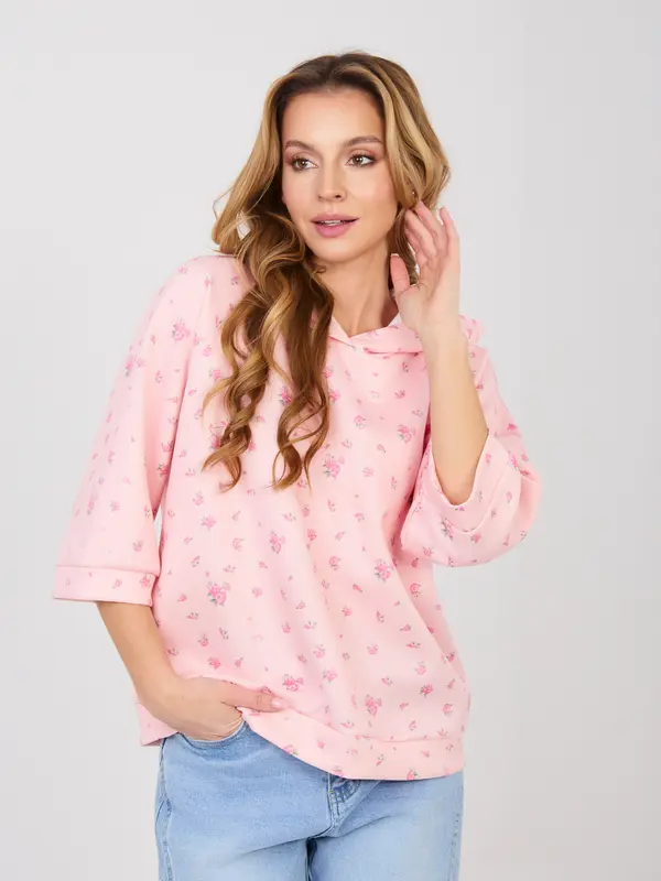 Italy Moda Pastelno roza ženska jopa s cvetjem