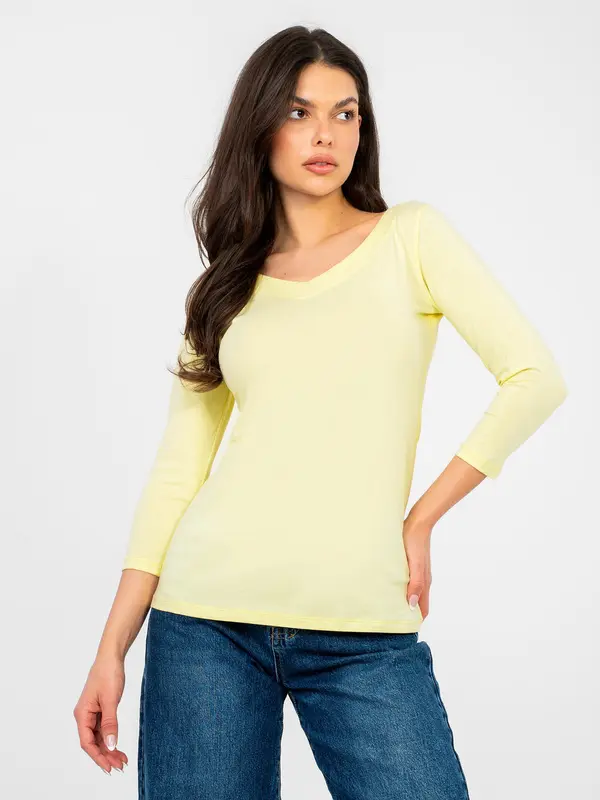 RUE PARIS Pastelno rumena bluza z V-izrezom