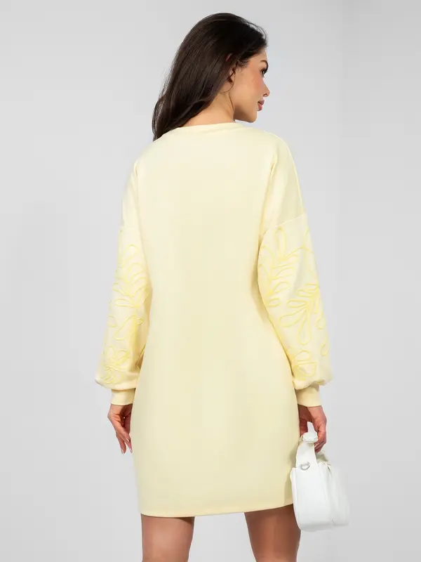 RUE PARIS Pastelno rumena obleka z vezenjem RUE PARIS