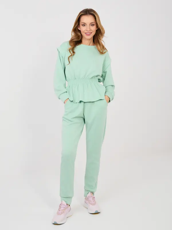 RUE PARIS Pastelno zelen ženski komplet z baskovsko