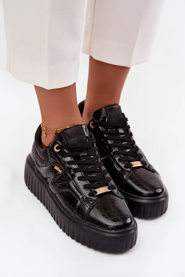 Lee Cooper Patent Leather Women's Sneakers On Platform Lee Cooper