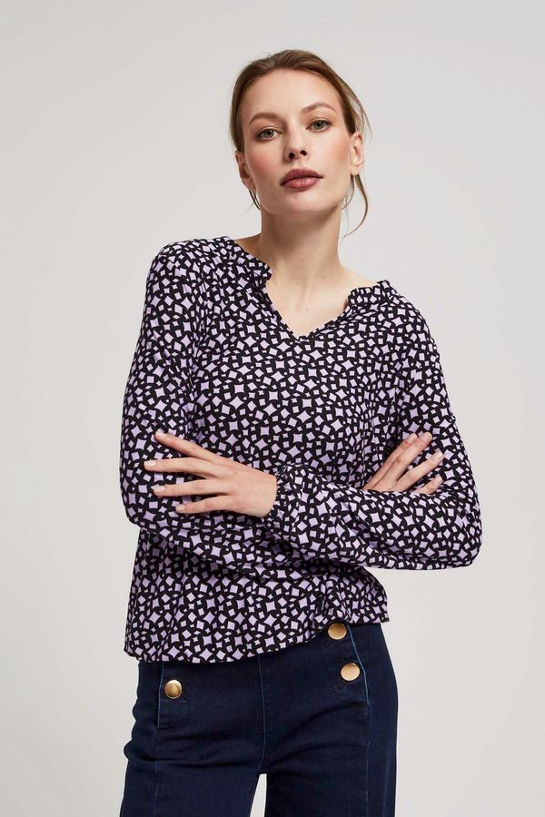 Moodo Patterned blouse with V-neck