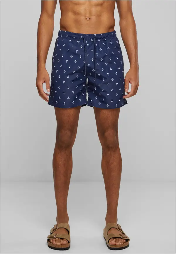 Urban Classics Patterned swimsuit shorts anchor/navy