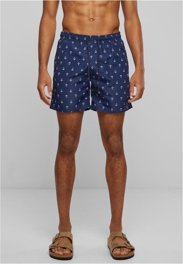 Urban Classics Patterned swimsuit shorts anchor/navy