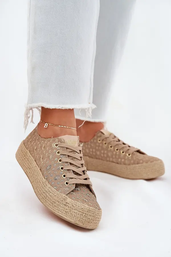 Lee Cooper Patterned Women's Platform Sneakers With Weaving Lee Cooper