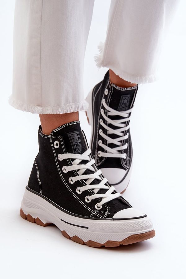 PE1 PE1 Black High Top Women's Platform Sneakers Valvia