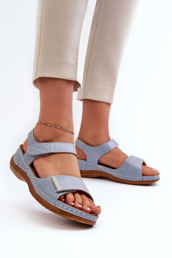 PE1 PE1 Comfortable Women's Sandals with Velcro Blue Iphiope