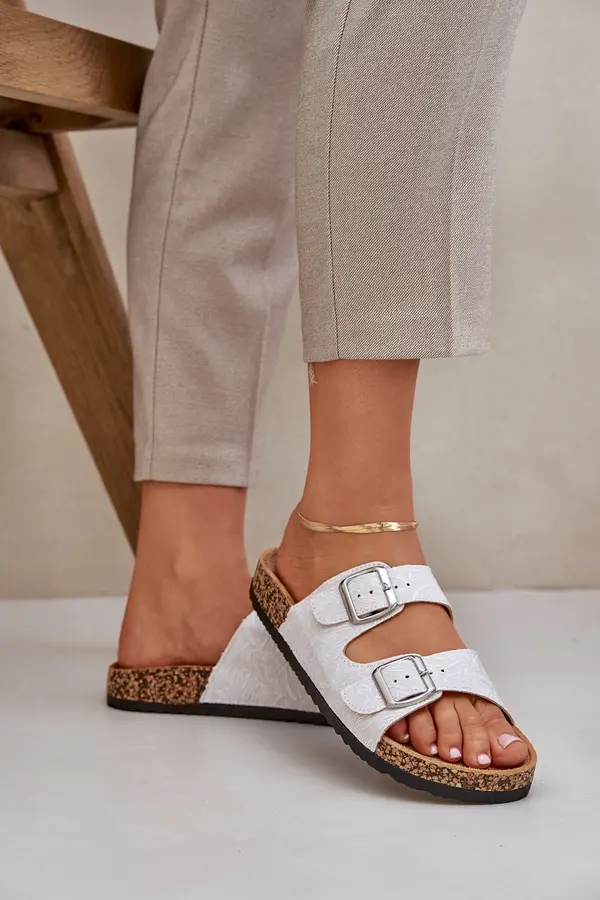 Boto PE1 Fabric sandals on cork sole with buckles light gray Atera