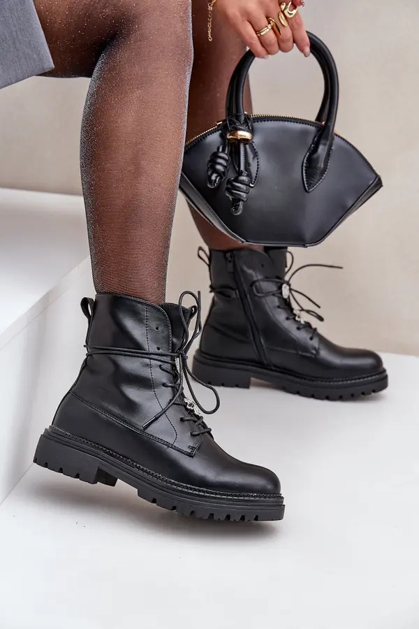 EVENTO PE1 Insulated boots with decorative elements on lacing black Irivina