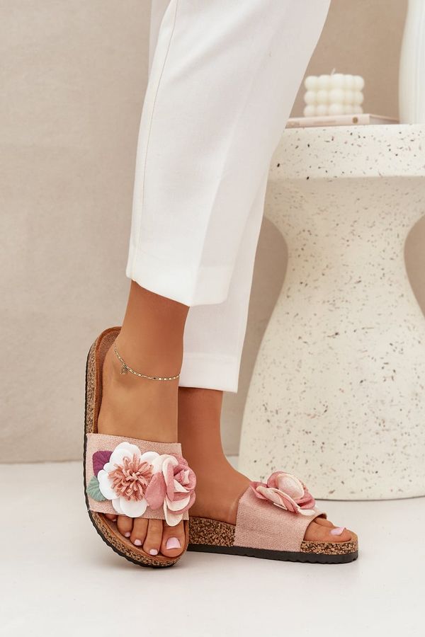 PE1 PE1 Women Sandals With Flowers On Cork Platform Pink Zinrosa