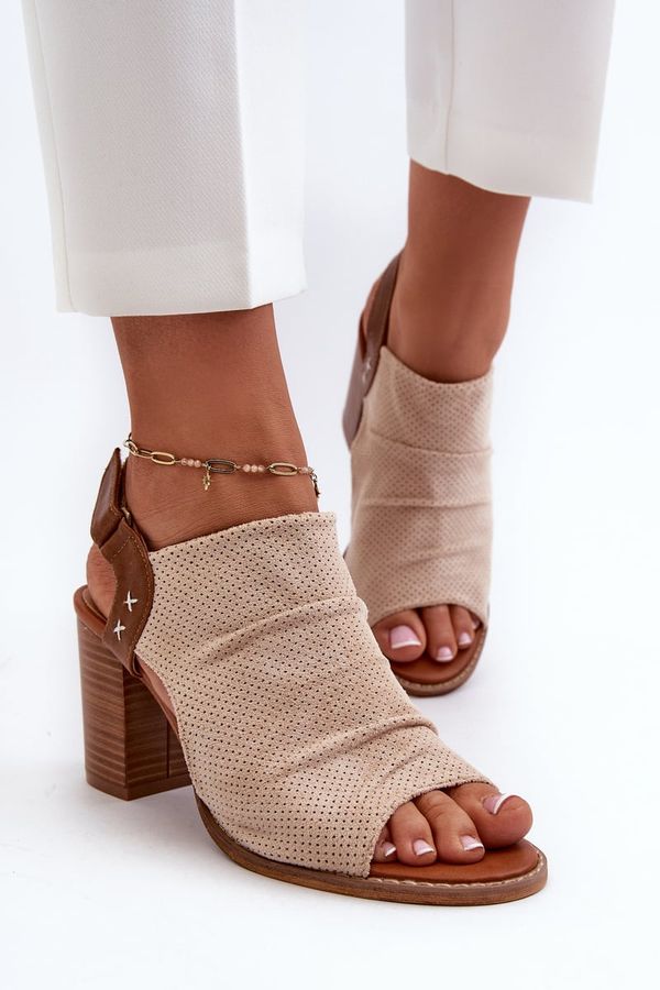 PE1 PE1 Women's High-Heeled Sandals with Cut-Out Design in Beige Rosca