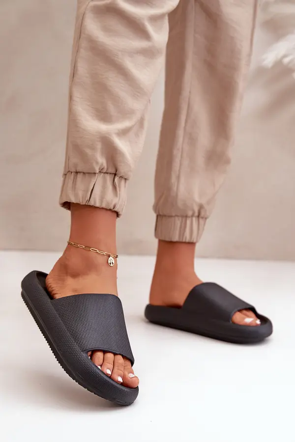 Boto PE1 Women's Lightweight Foam Slippers On Thick Sole Black Querceria