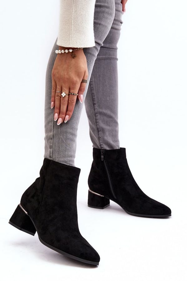 PE1 PE1 Women's Suede Boots on Heel Black Mebassa