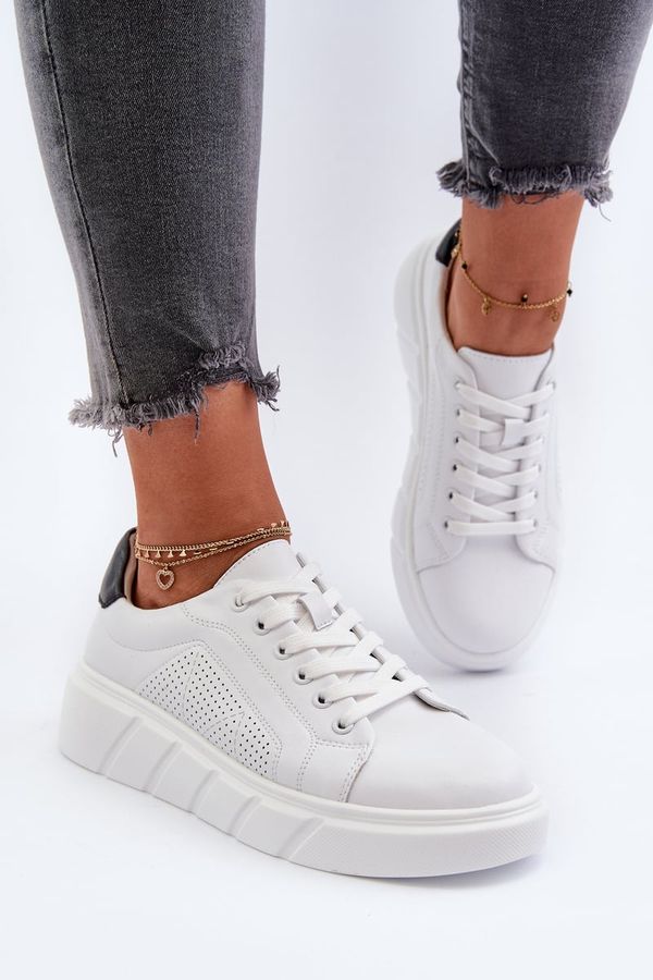 PE1 PE1 Women's White Leather Platform Sneakers Gatira