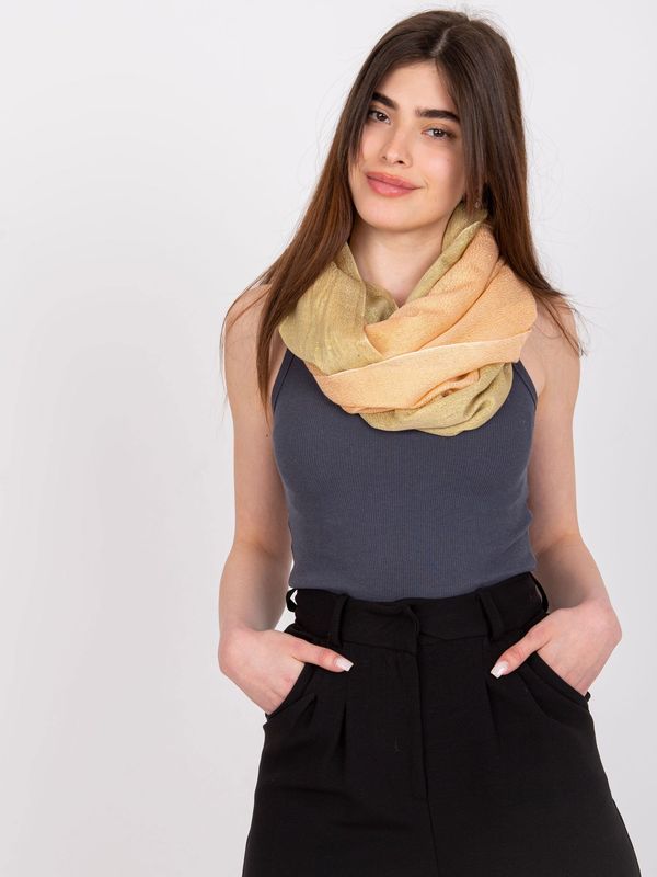 Fashionhunters Peach and gold viscose scarf