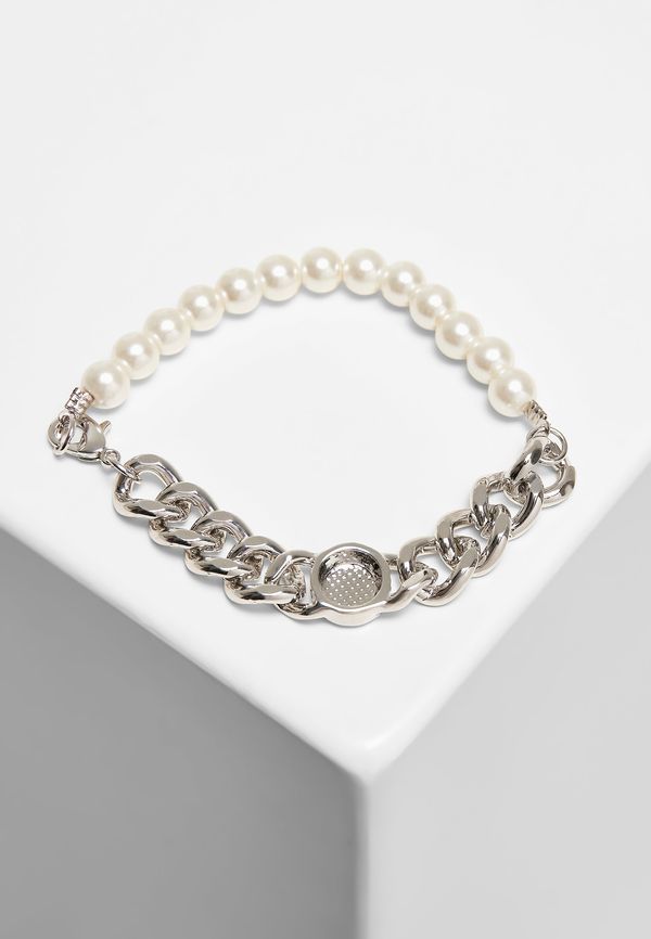 Urban Classics Accessoires Pearl bracelet with flat chain silver