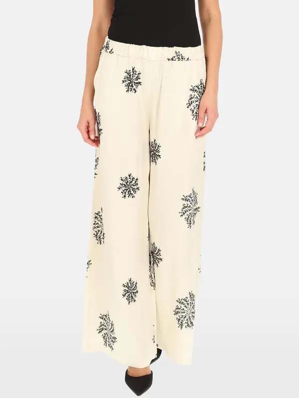 PERSO PERSO Woman's Wide women's trousers decorated with sequin embroidery