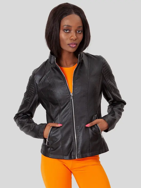 PERSO PERSO Woman's Women's eco-leather jacket with a stand-up collar