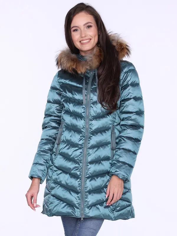PERSO PERSO Woman's Women's winter jacket with natural fur on the hood,casual style