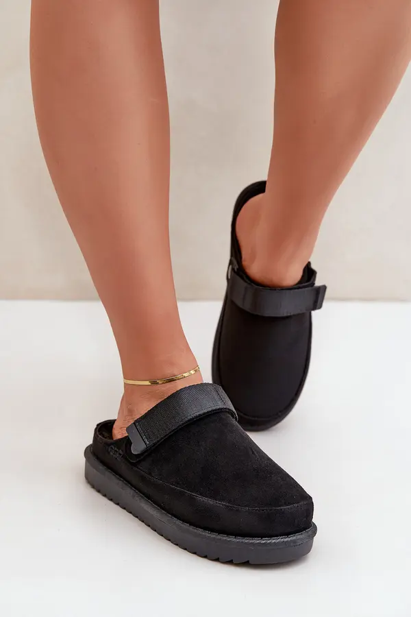 Boto PG2 Warm Ladies Slippers On Platform Black Neliel