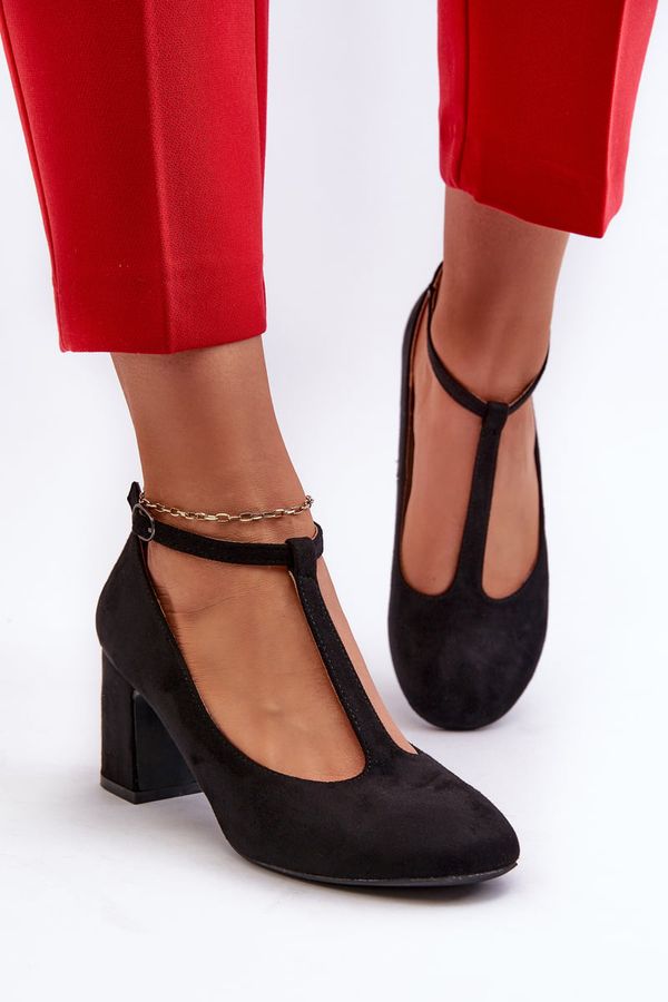 PH2 PH2 Black Faux Suede Pumps with Chunky Heel Raniyah
