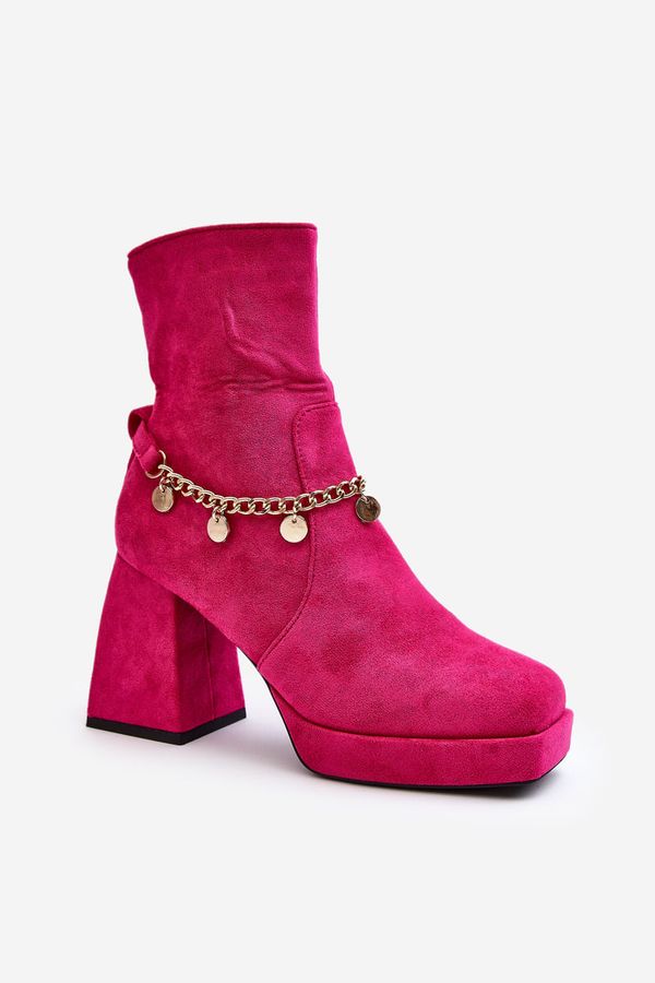 PH2 PH2 Women's ankle boots with chunky heel and chain detail Fuchsia Tiselo