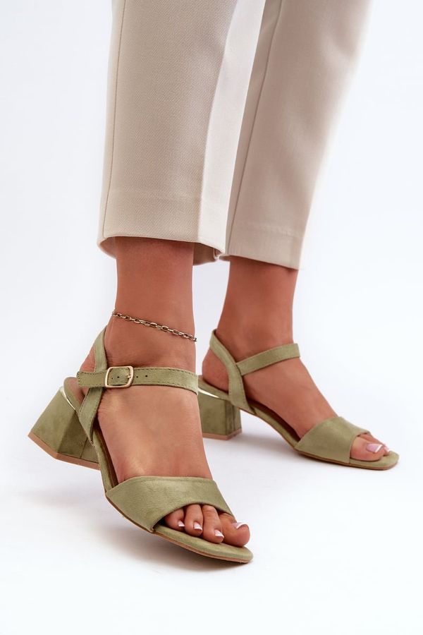 PH2 PH2 Women's Sandals on Block Heel in Green Eco Suede Leisha