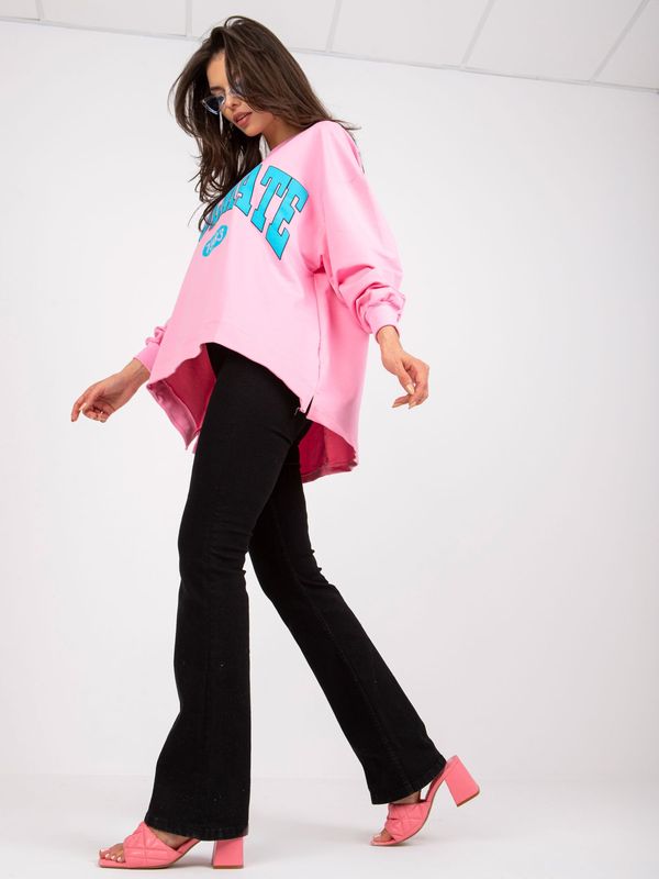 Fashionhunters Pink and blue cotton oversize hoodie