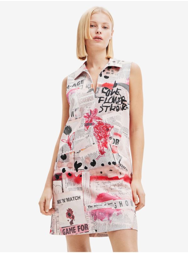 DESIGUAL Pink and White Women Patterned Dress Desigual Loa - Women