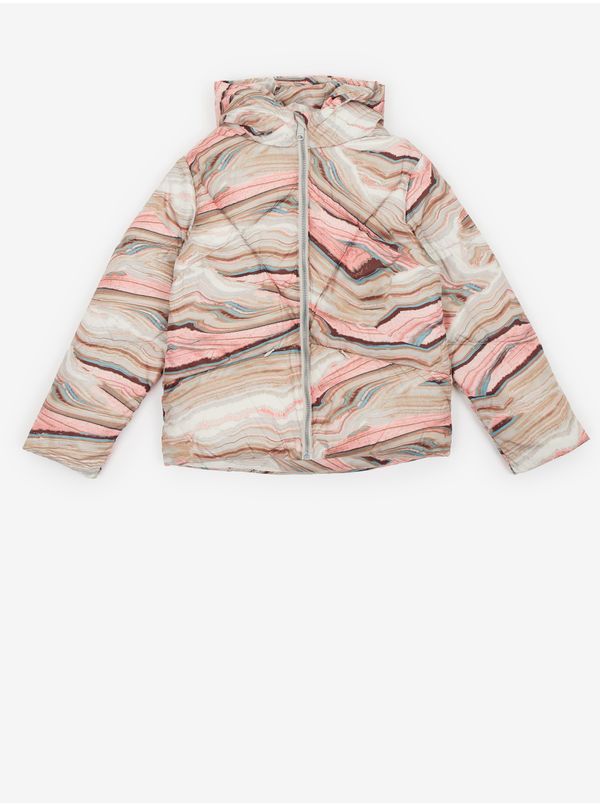 Tom Tailor Pink-Beige Girly Patterned Quilted Hooded Jacket Tom Tailor - Girls