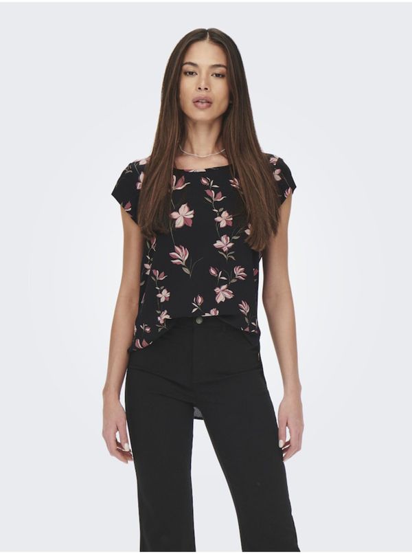 Only Pink-black women's floral blouse ONLY Vic - Women