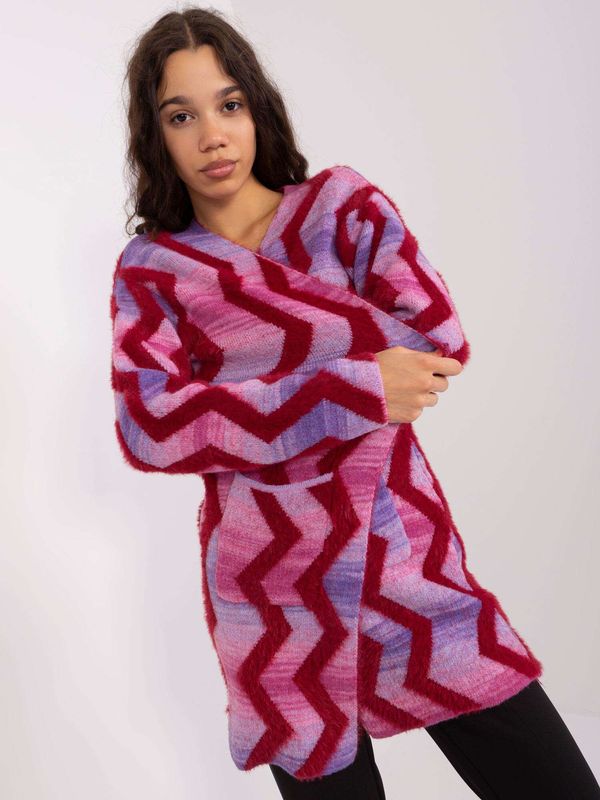 Fashionhunters Pink cardigan with geometric patterns