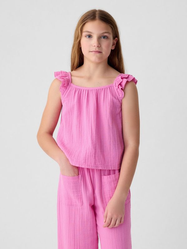 GAP Pink girls' muslin top with ruffles GAP