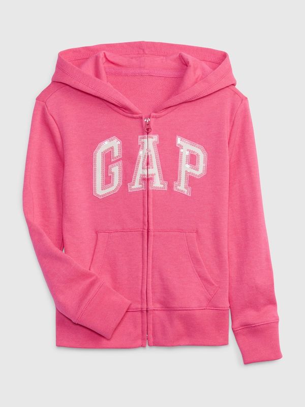 GAP Pink girls' sweatshirt logo french terry GAP