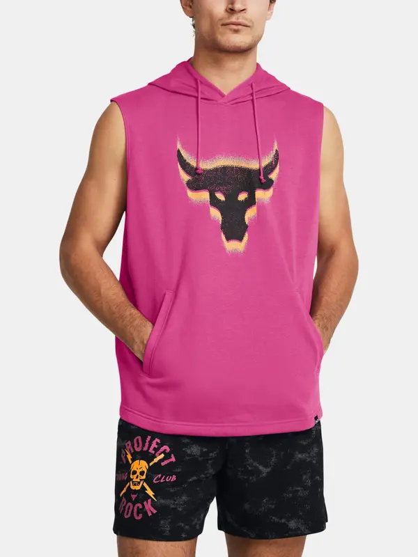 Under Armour Pink Men's Under Armour Project Rock Fleece Payoff Sleeveless Sweatshirt