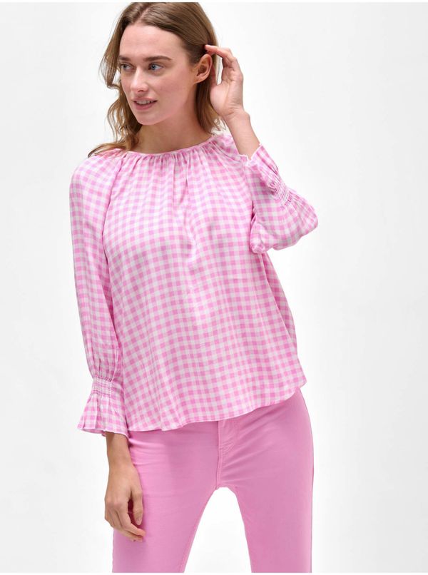 Orsay Pink plaid blouse with long sleeves ORSAY