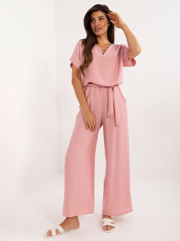 Fashionhunters Pink viscose summer set