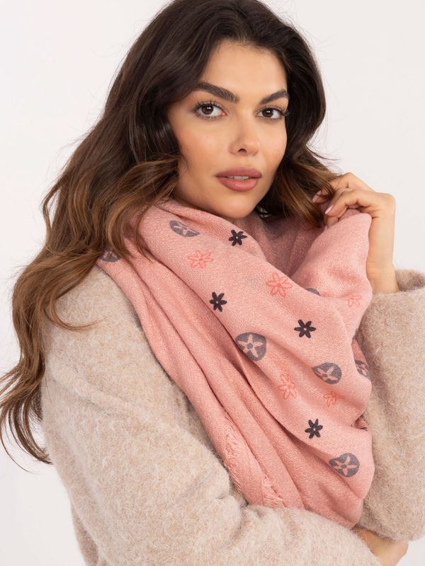 Fashionhunters Pink women's scarf with fringe