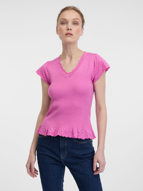 Orsay Pink women's T-shirt with short sleeves ORSAY