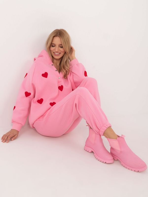 Fashionhunters Pink women's tracksuit set