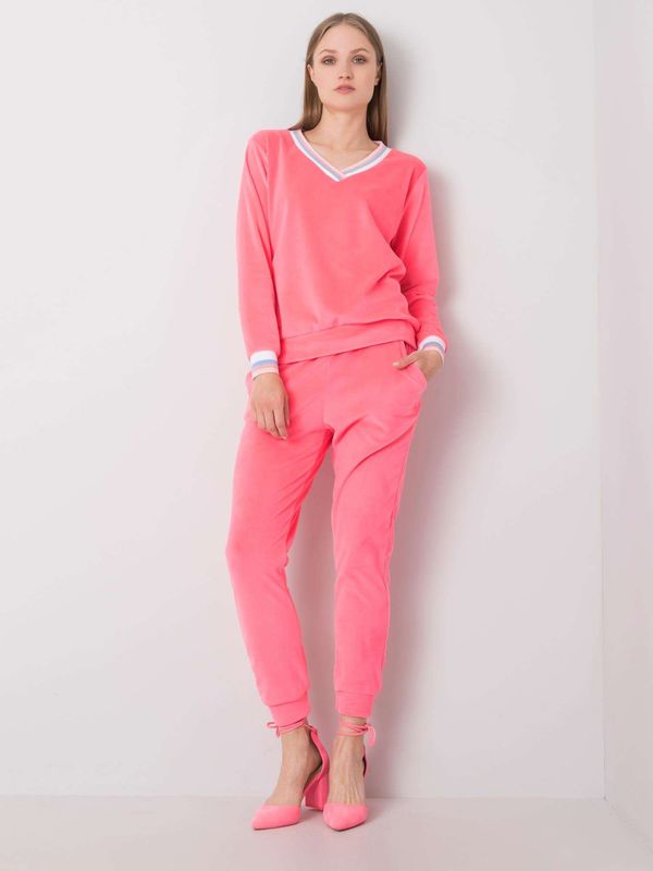 Fashionhunters Pink women's velour set RUE PARIS