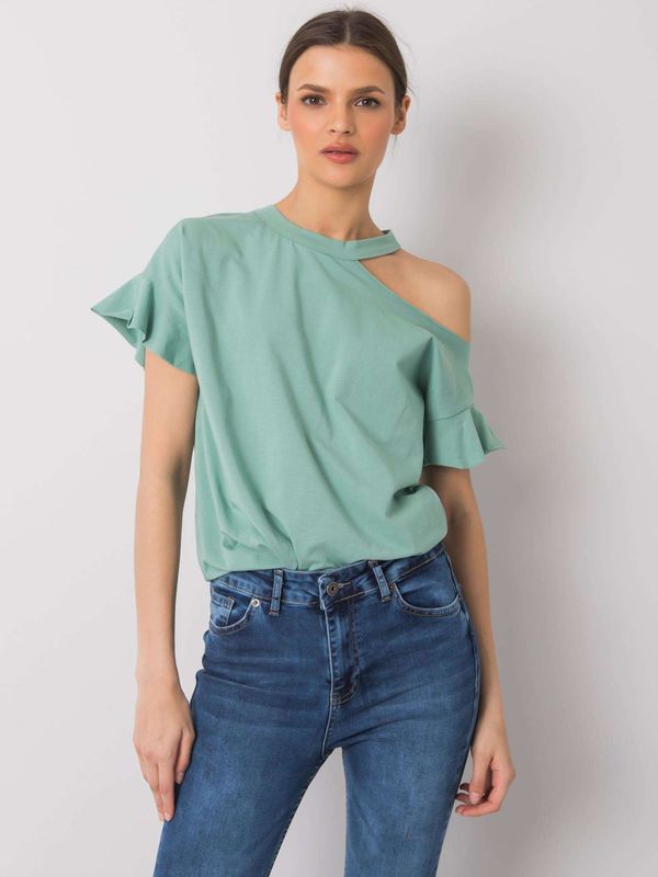 Fashionhunters Pistachio cotton blouse