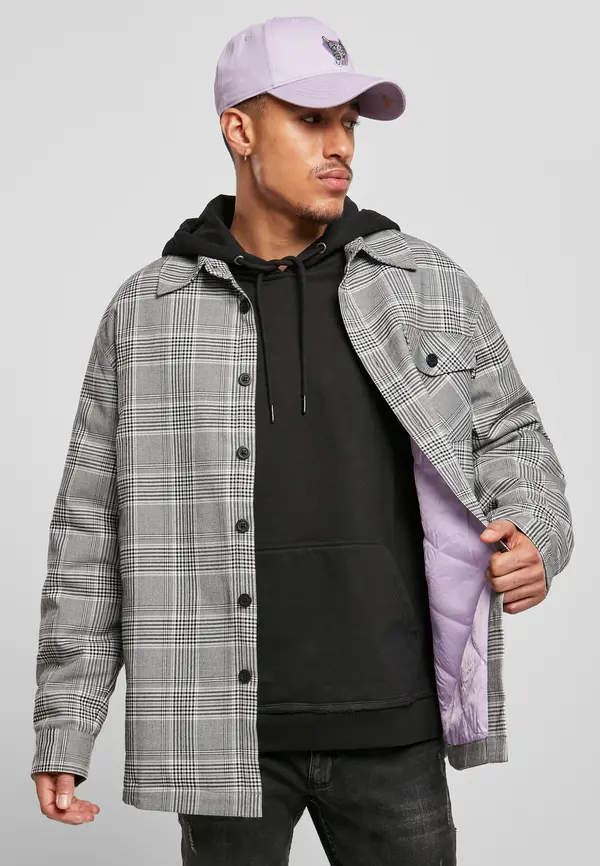 CS Plaid quilted shirt jacket black/white