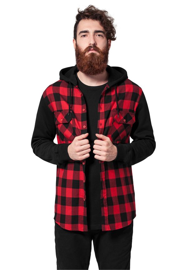 Urban Classics Plaid Shirt Flanell Sweat Sweat Sleeve Blk/Red/bl