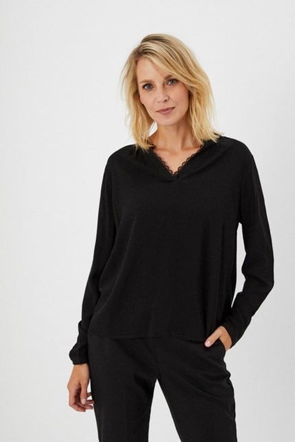 Moodo Plain viscose shirt - black