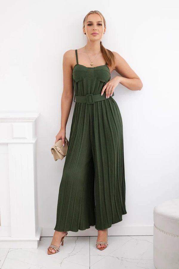 Kesi Pleated jumpsuit with khaki straps